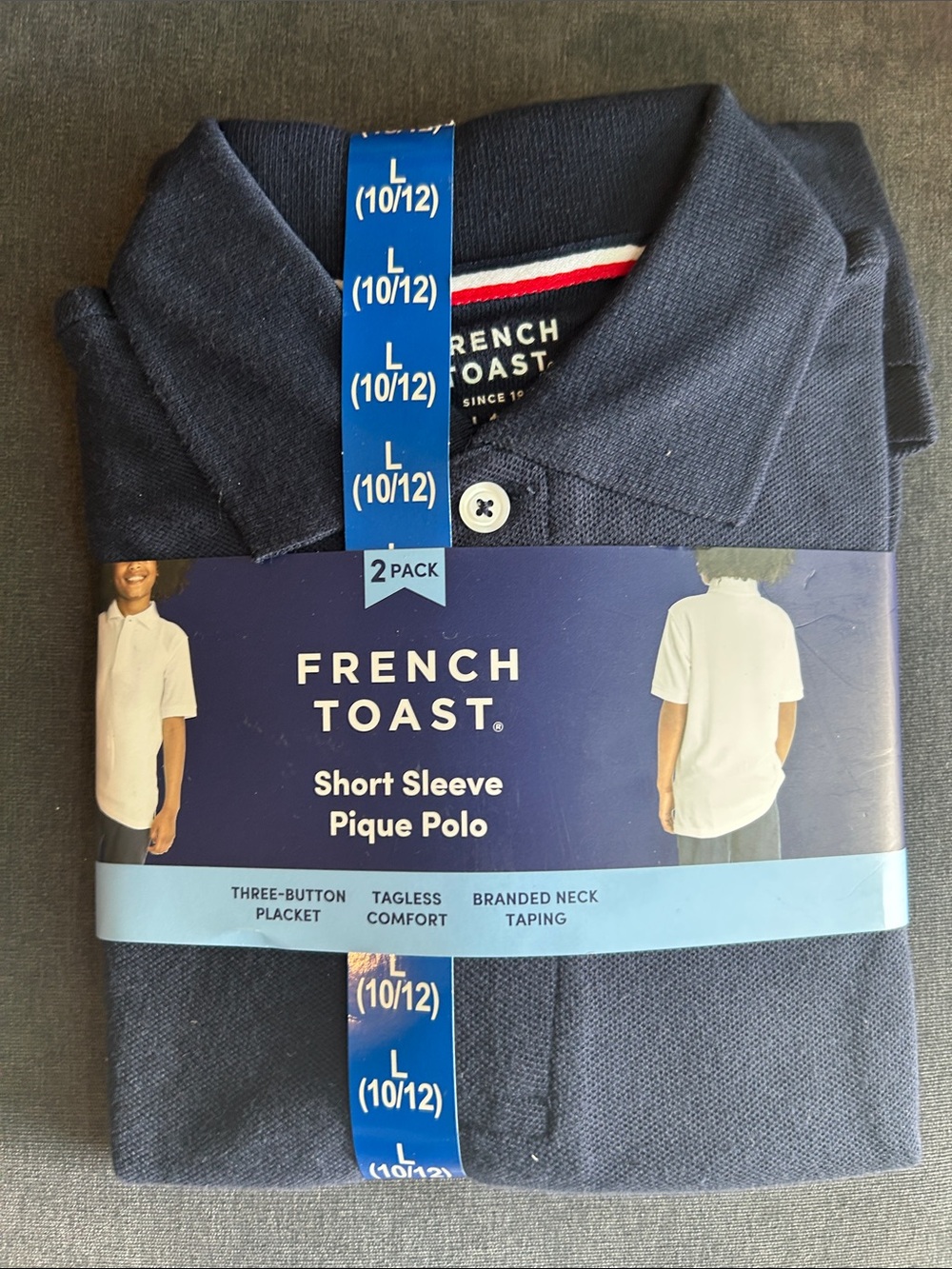 French Toast Navy Short Sleeve Pique Polo - Boys-2 Pack